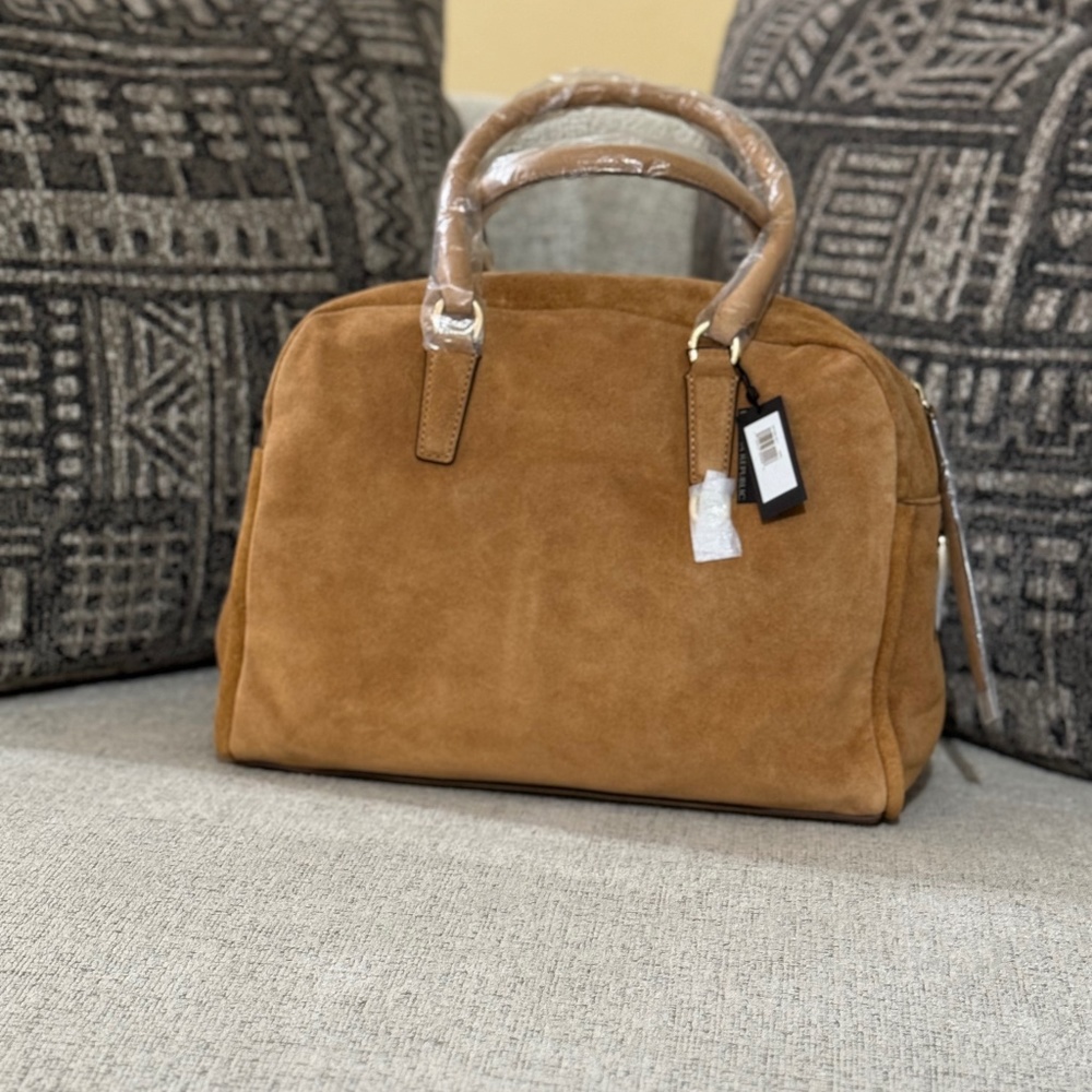 Banana Republic Suede Satchel in Cognac Brand New With Tags